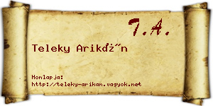 Teleky Arikán névjegykártya